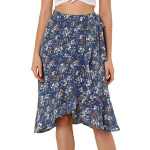 Blue floral wrap skirts, size small